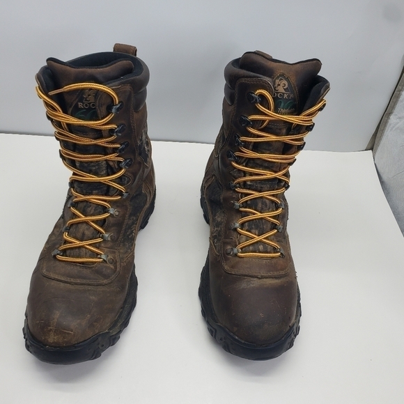 Rocky 7346 Core-Tex 600g Thinsulate Camo Leather Hunting Boots 10W Brown